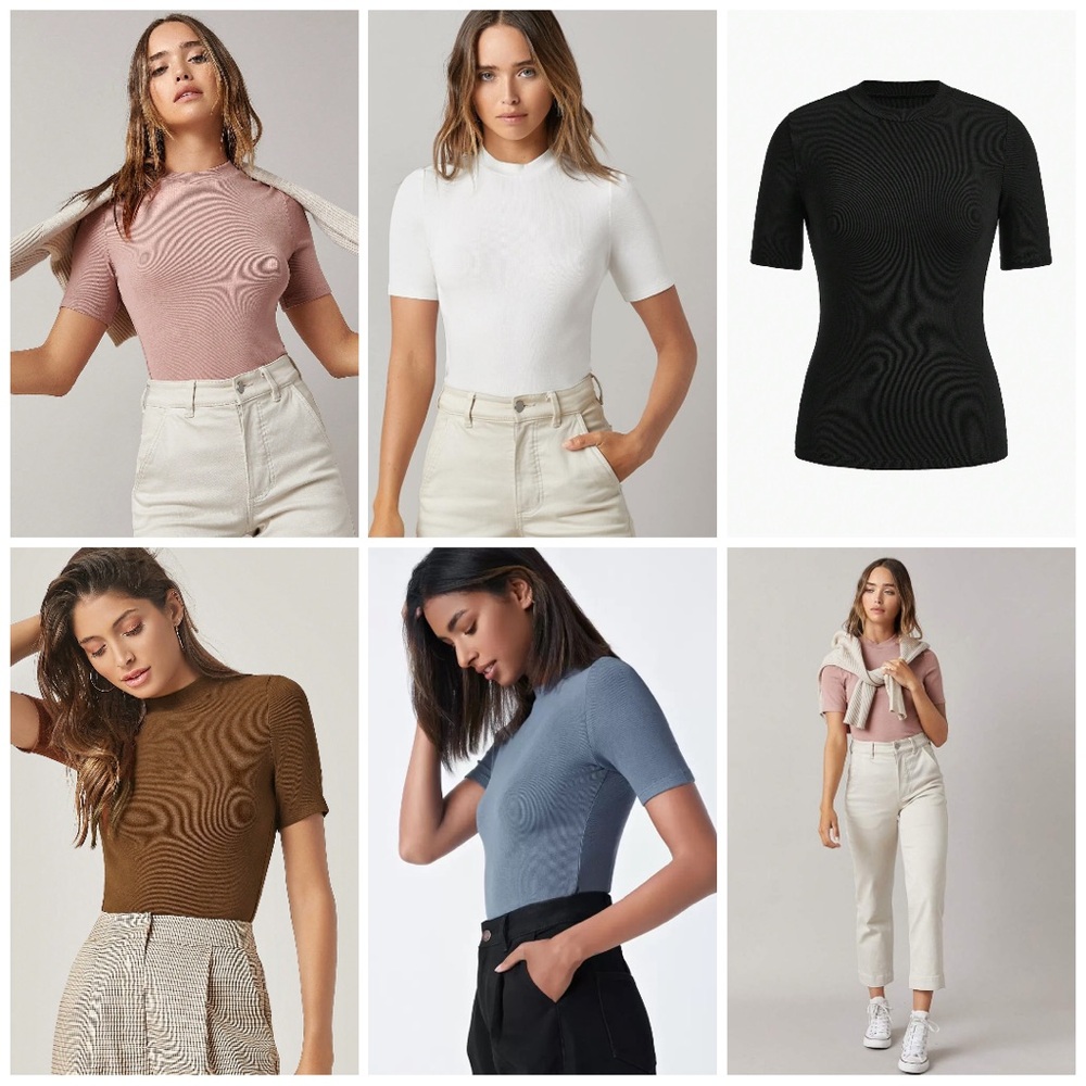 SHEIN mock neck top bundle! 🩷🤍🩵🤎🖤